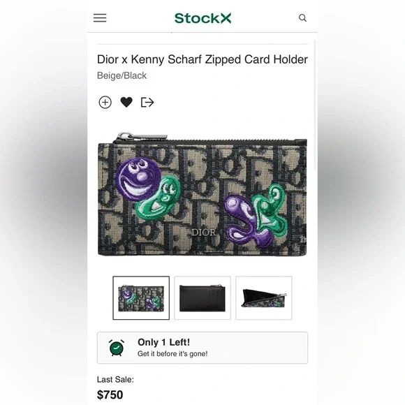 Dior X Kenny Scharf unisex oblique logo zip up card holder wallet pouch NEW - Picture 10 of 10